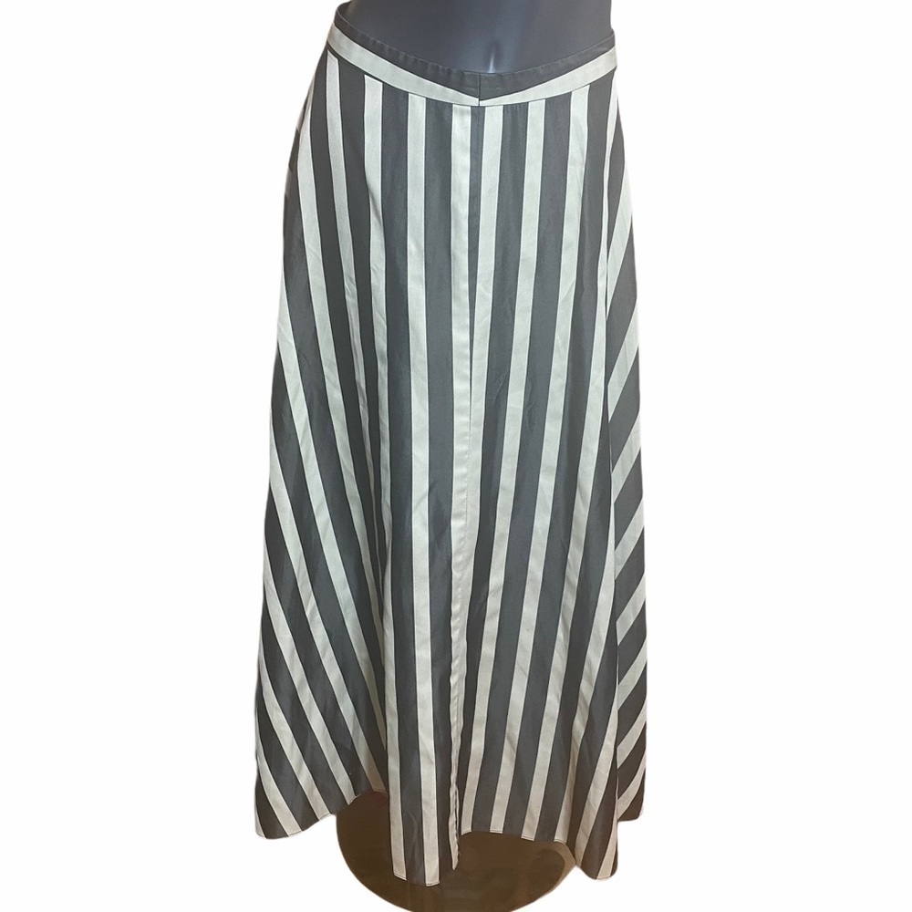 Nicole Miller Midi Skirt Black Liquid Stripe